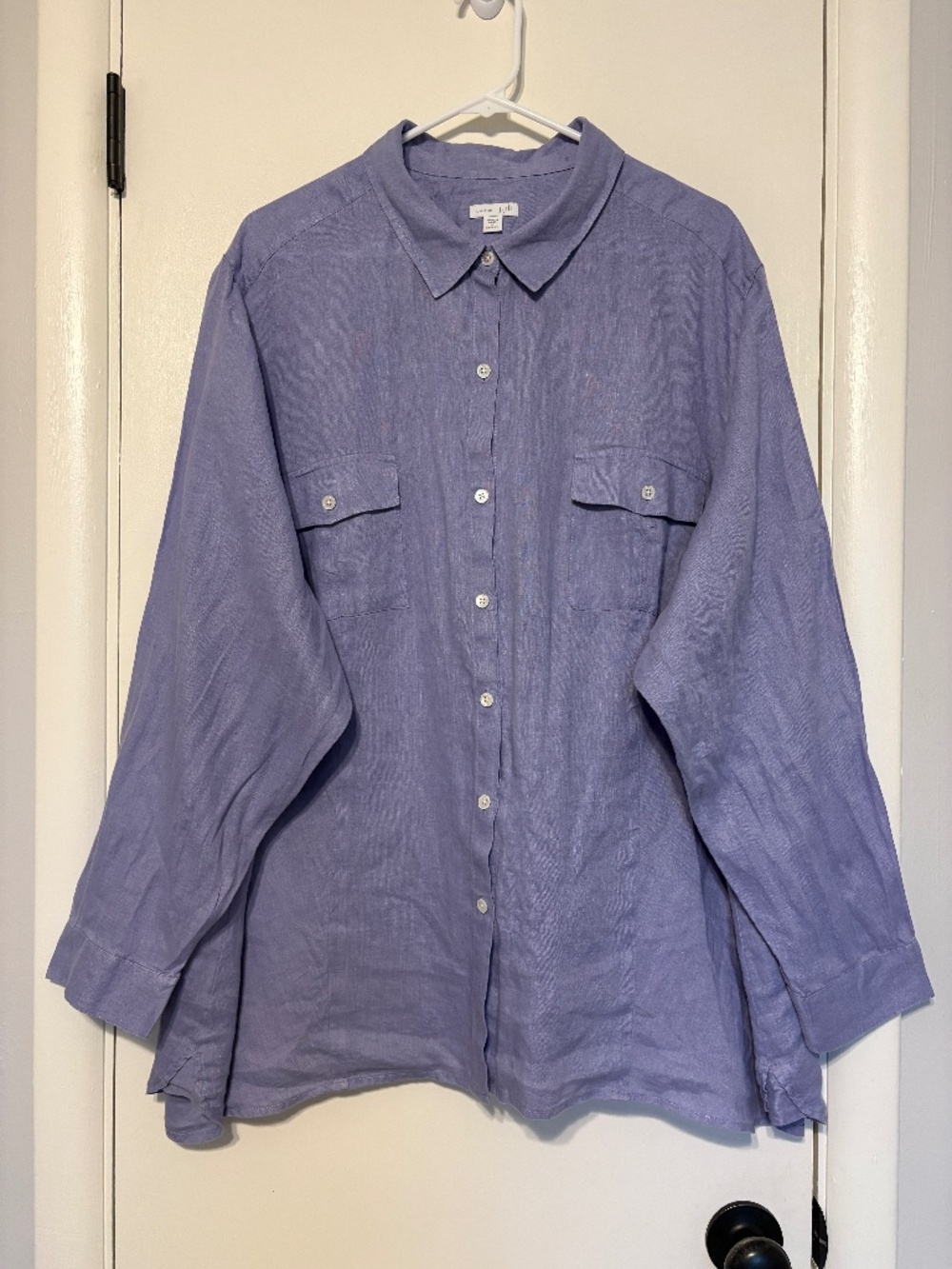 J. Jill Love Linen Women's Plus L/S Button-Front Shirt Top Blouse 4X Lavender